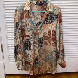 ZARA Satin button up shirt